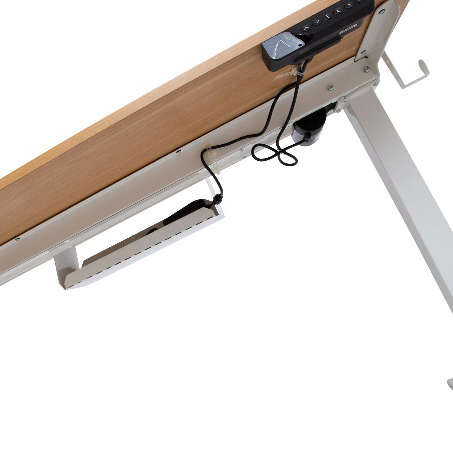 Rašomasis stalas ERGO su 1 varikliu, 120x60xH73-121cm, Spalva: balta/ąžuolas