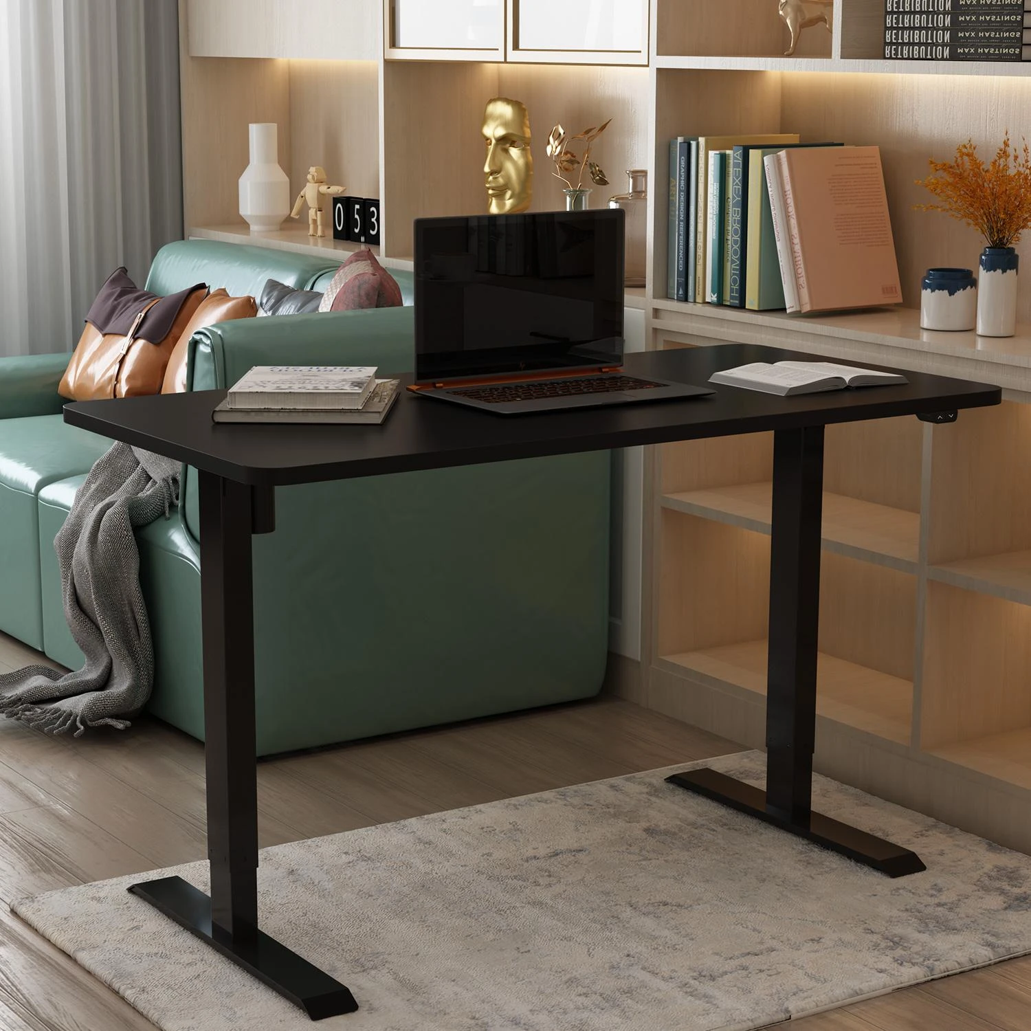 Rašomasis stalas ERGO su 1 varikliu 140x80 cm, Spalva: juoda