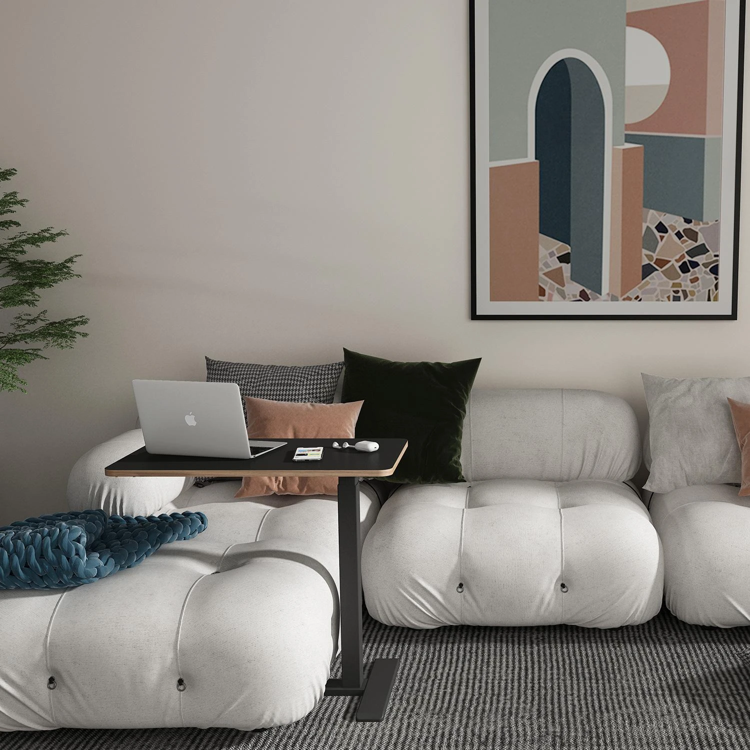 Home4You Rašomasis stalas ERGO su 1 varikliu, 70x40 cm, juodas