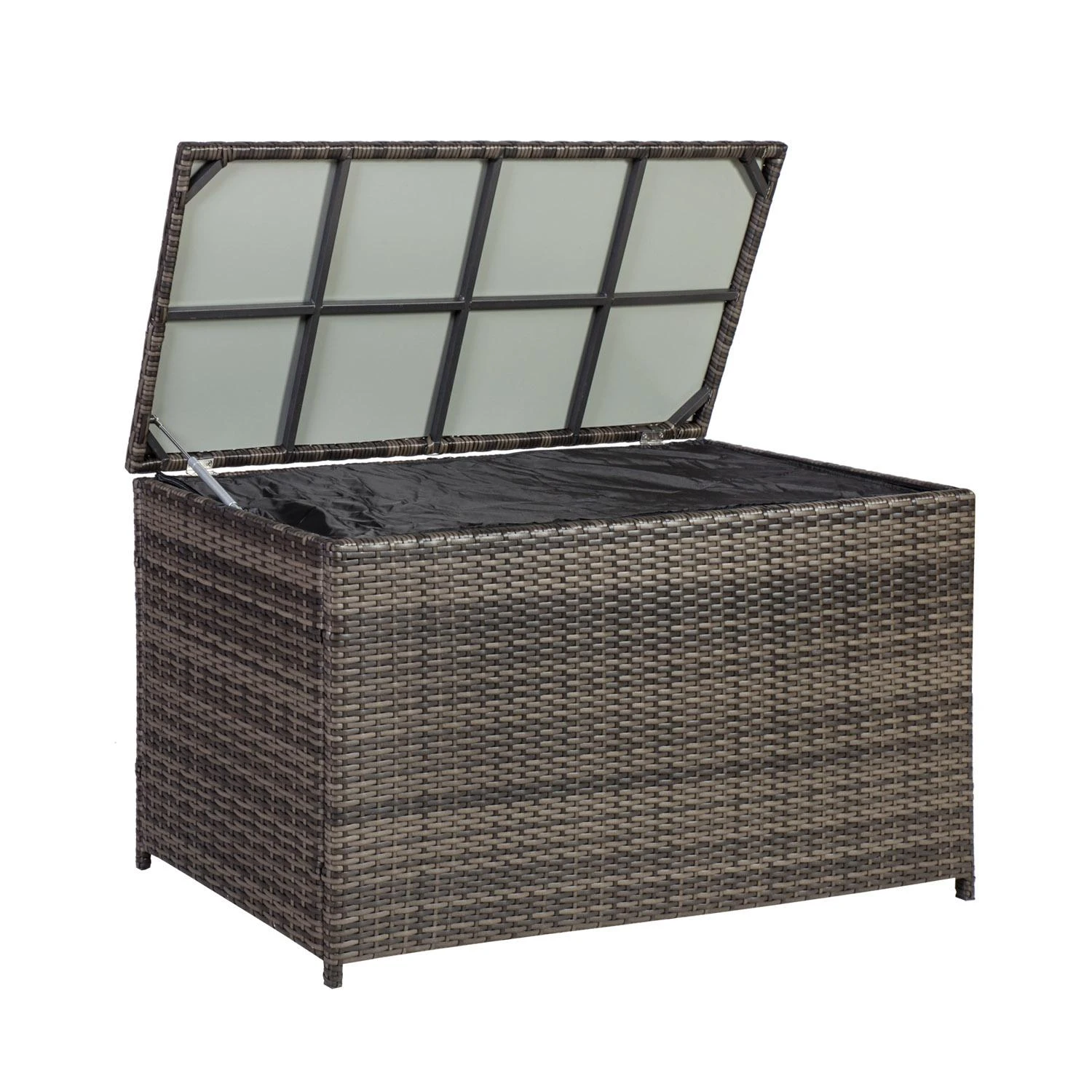Home4You Dėžė pagalvėlėms WICKER 122x52xH62cm, rėmas: plienas su sintetine vytele, spalva: tamsiai ruda