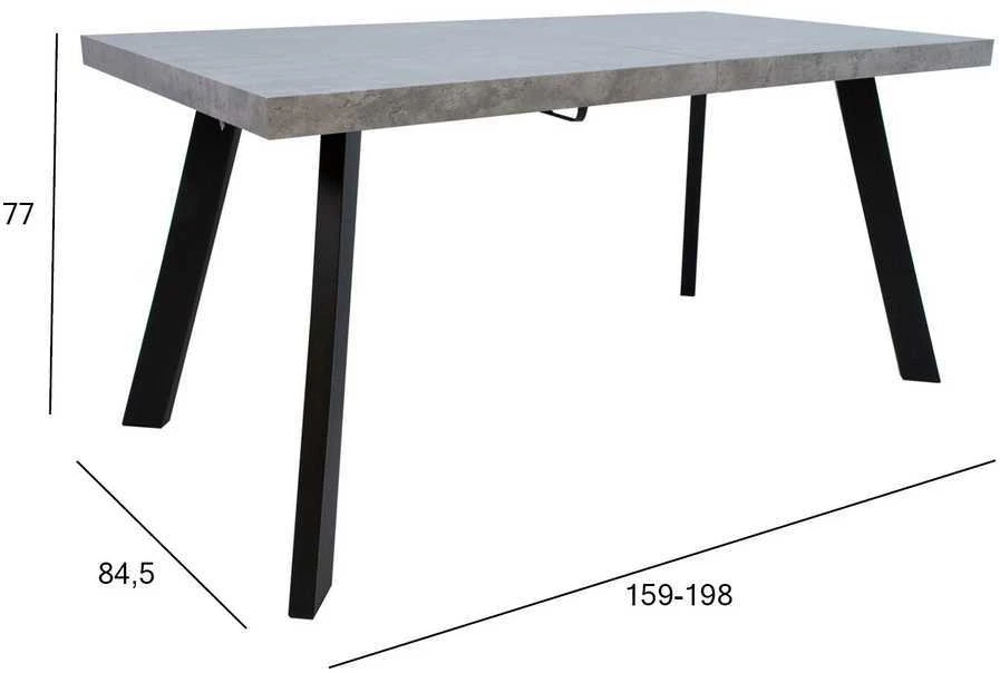 Home4You Valgomojo stalas BRIGIT 159/198x84,5xH77cm, betoninis