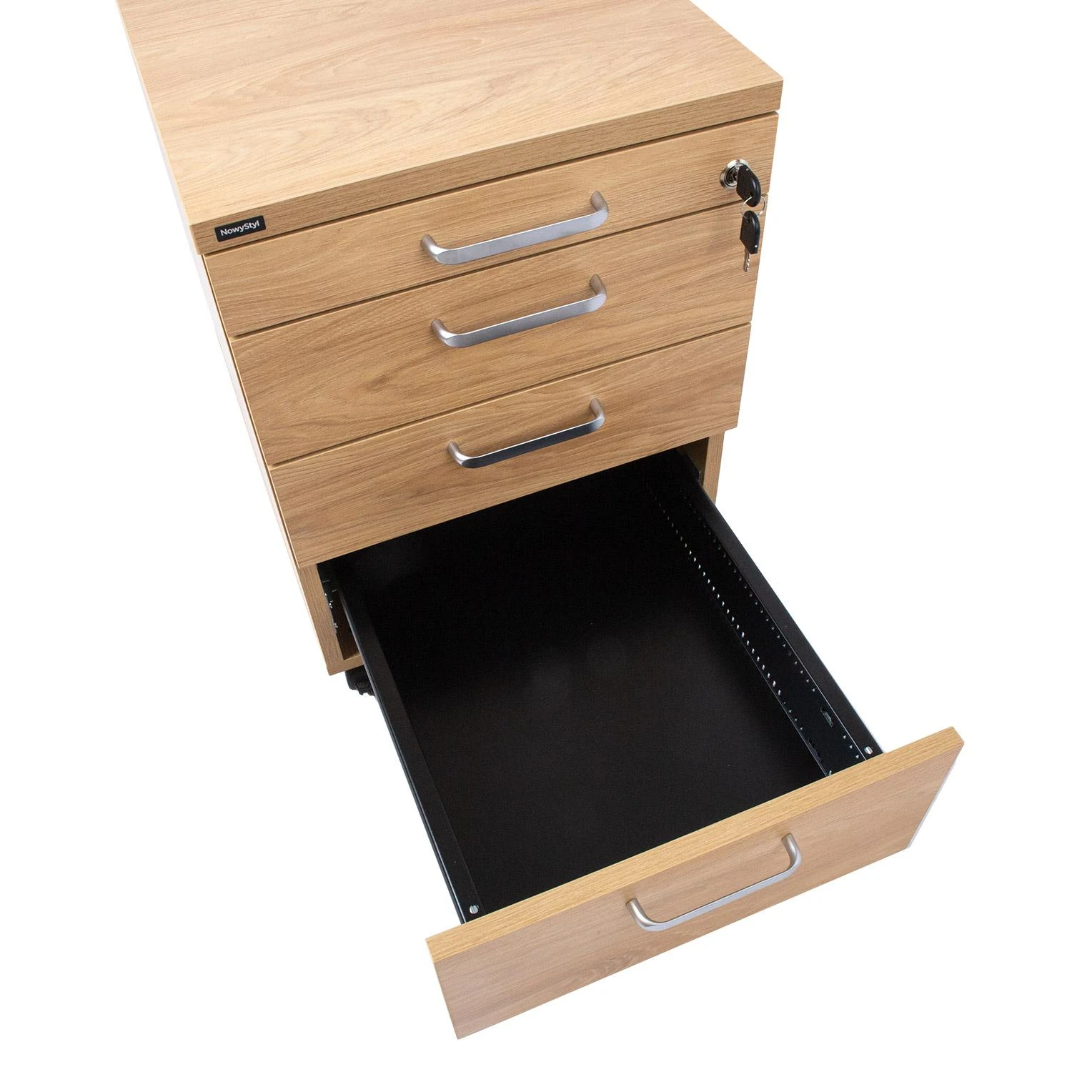 Home4You Drawer box ERGO 60x43xH60cm, hickory wood, with metal drawers