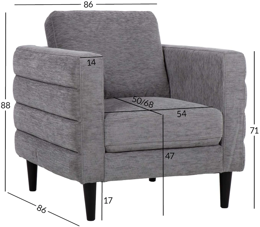 Fotelis Home4You Armchair STEVENS pilkas