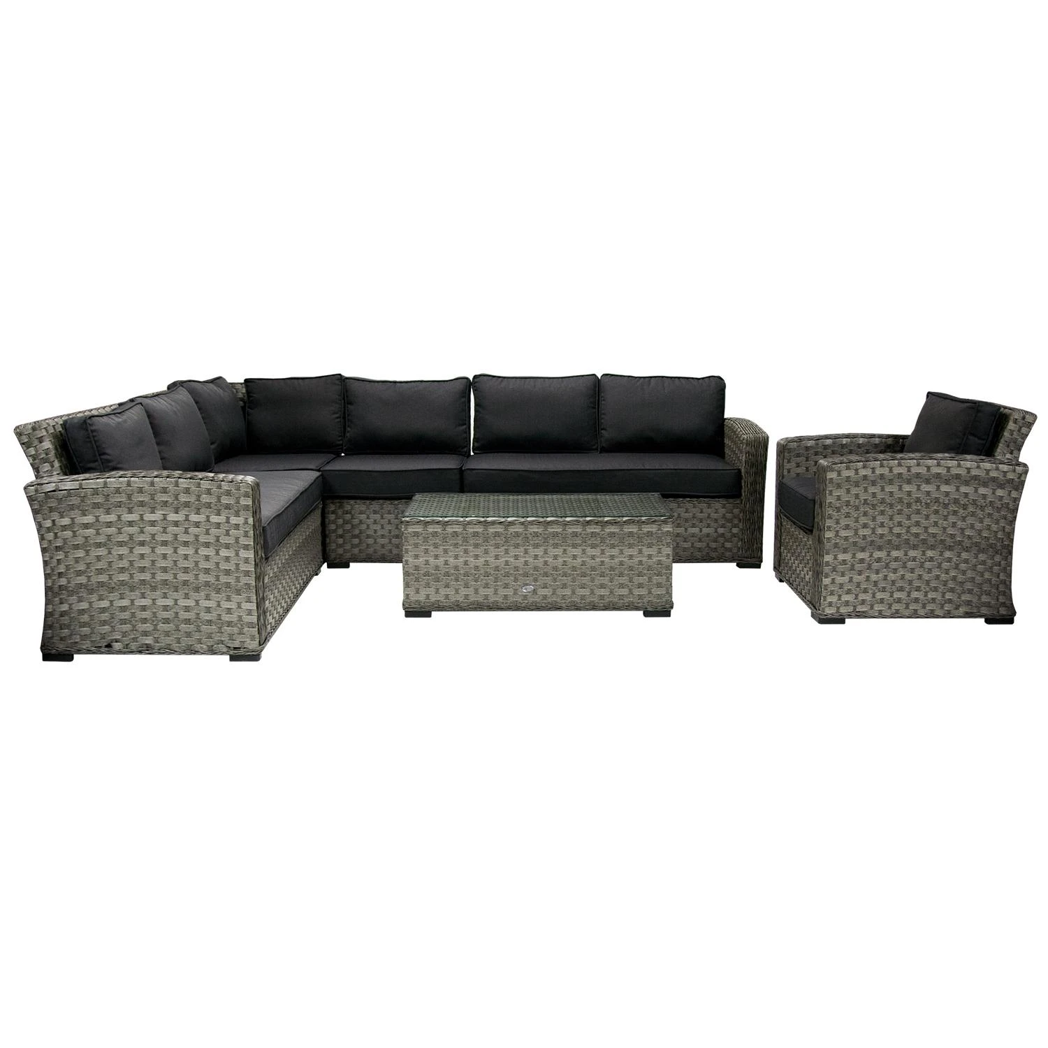 Home4You Lauko fotelis GENEVA su pagalvėlėmis, 78x75xH78cm, rėmas: aliumininis su plastikinių vytelių apdaila, spalva: pilka