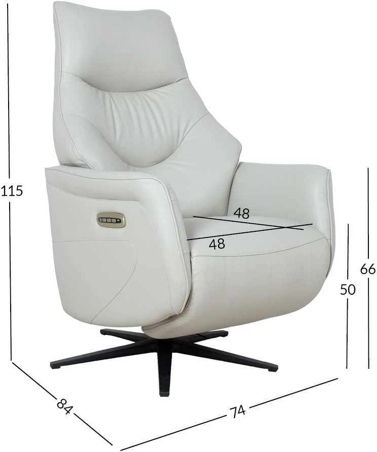 Home4You Atlošiamas fotelis DAYANA su elektriniu mechanizmu, smėlio spalvos oda
