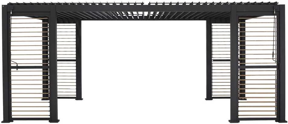 Home4You Dark Pavėsinė MIRADOR-111 su žaliuzinėmis sienelėmis 3x6m, tamsiai pilka