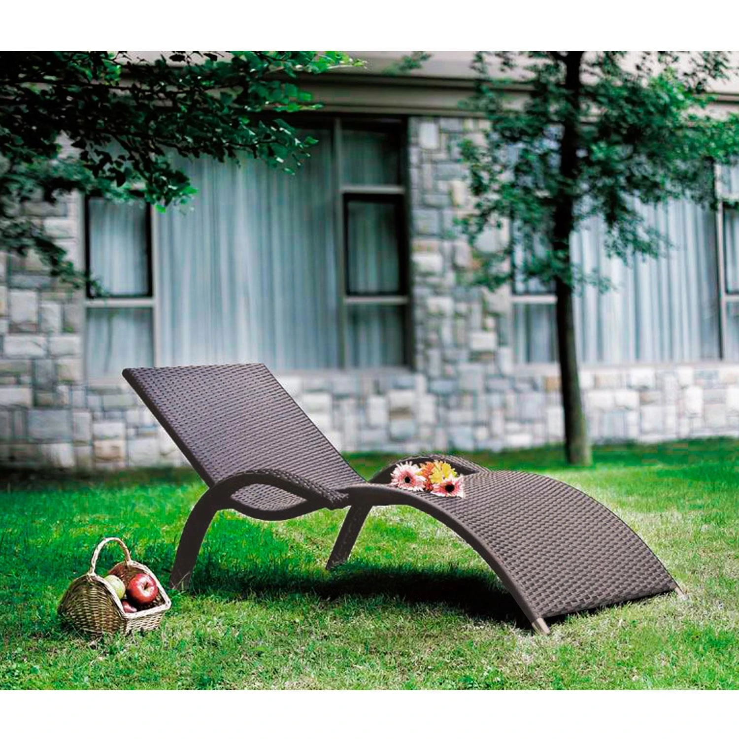 Home4You Gultas MERIDIAN, 180x75xH73cm rėmas: aliumininis su plastikinių vytelių apdaila, spalva: ruda