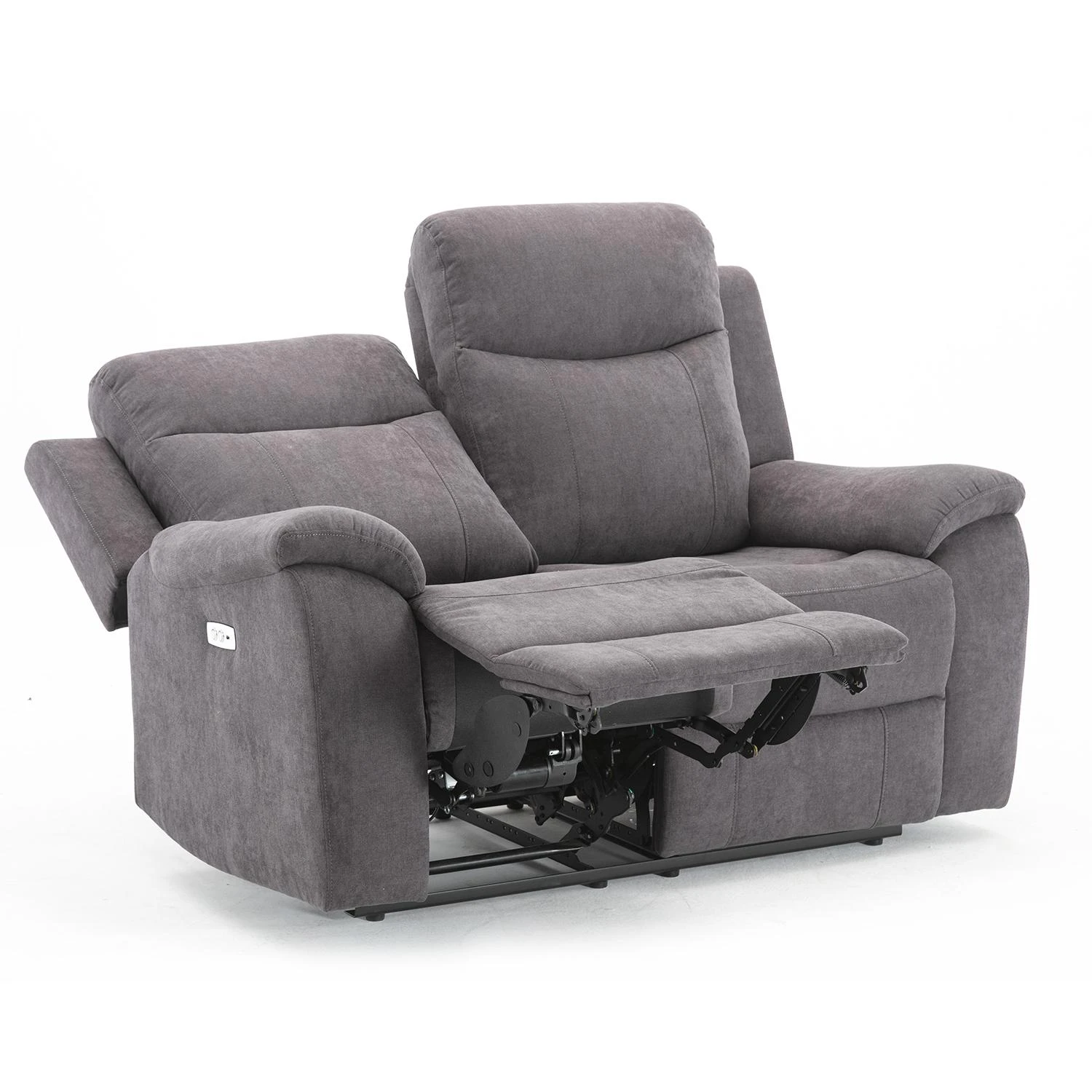 Home4You Atlošiamoji sofa MILO 2, dvivietė, 155x96xH103cm, su elektriniu mechanizmu, pilka