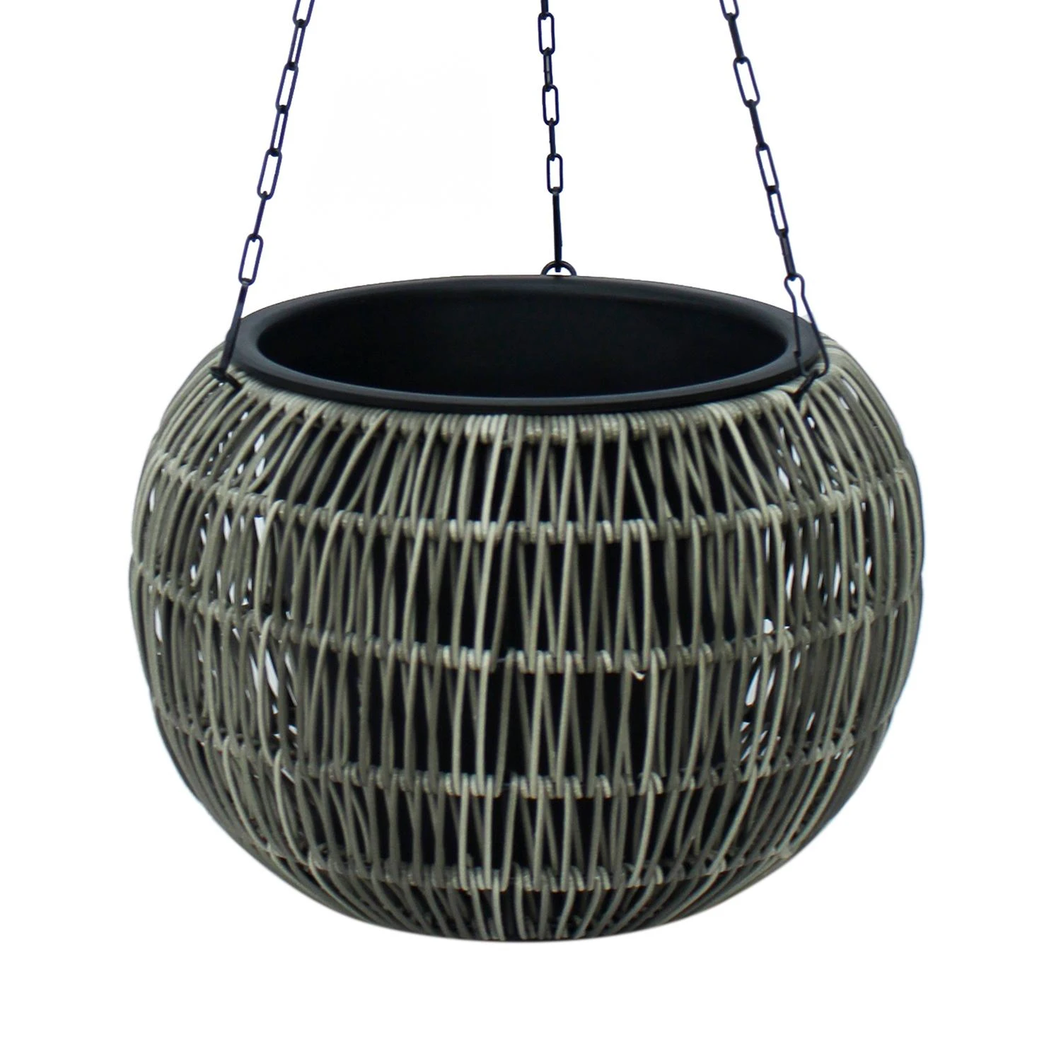 Home4You Pakabinamas vazonas WICKER D32xH22cm, pilkas