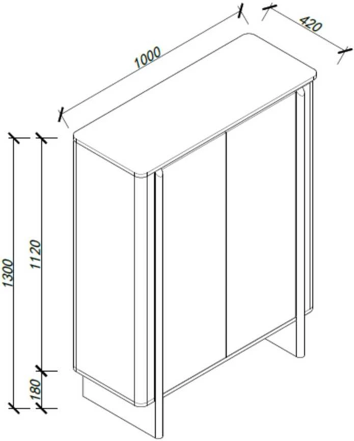 TV staliukas Home4You Komoda MORBEN 100x42xA130cm, melaminas su ąžuolo dekoru