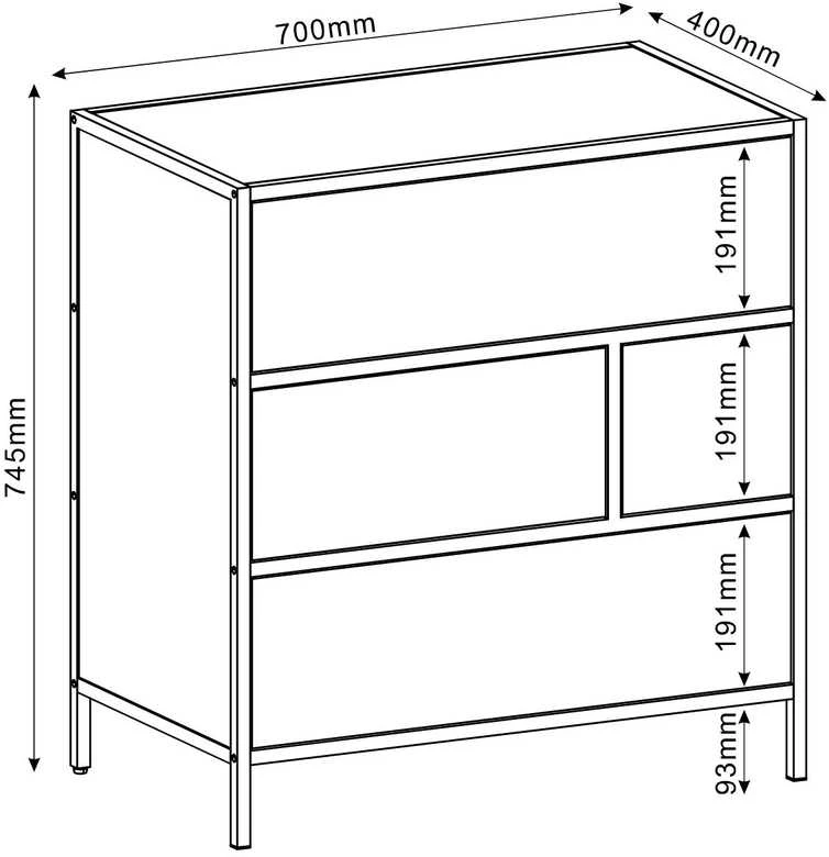 Home4You Komoda HEDVIG 70x40xH74,5cm, uosio/juoda