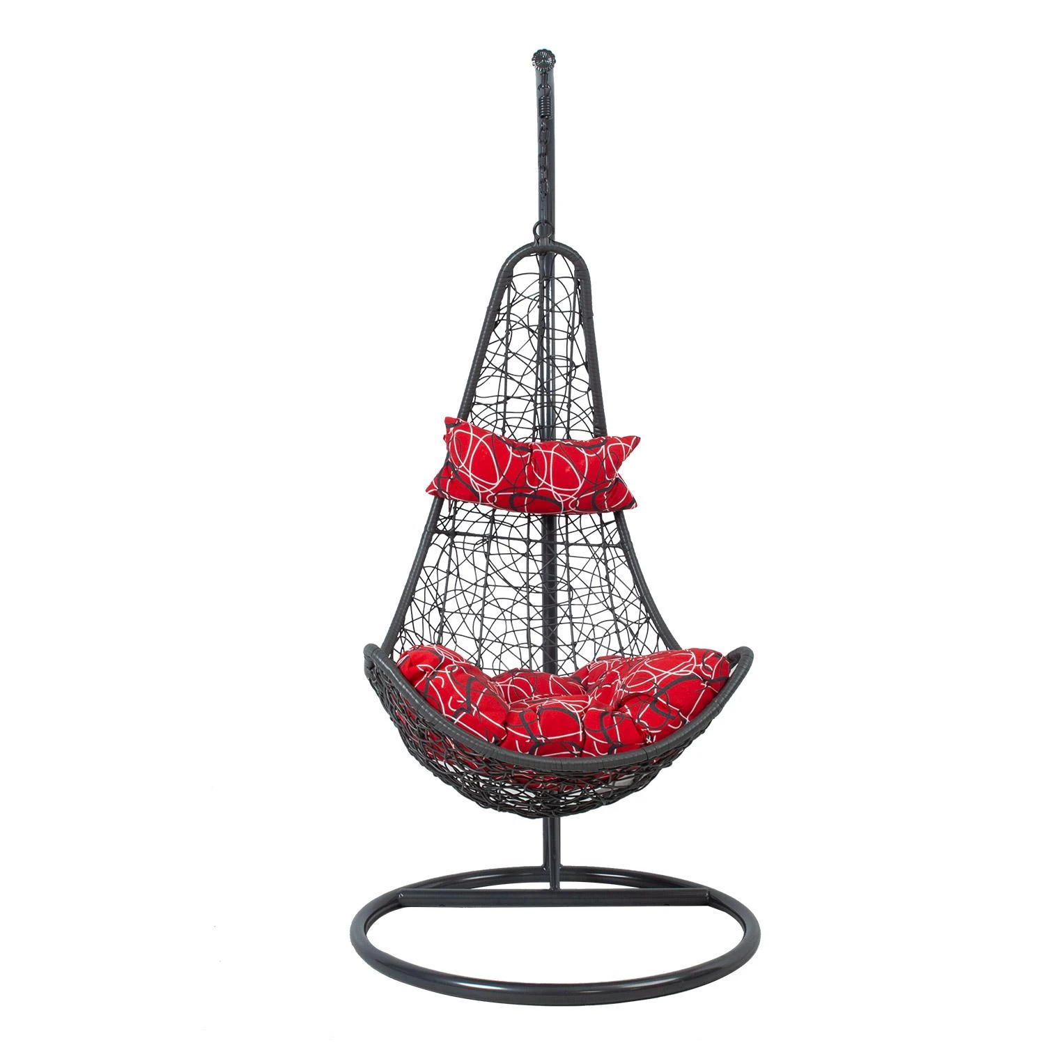 Home4You Kabantis krėslas COCO su pagalvėlėmis, 95x95xH195cm, rėmas: plienas, spalva: tamsiai pilka, sėdima dalis: plastikinė vytelė