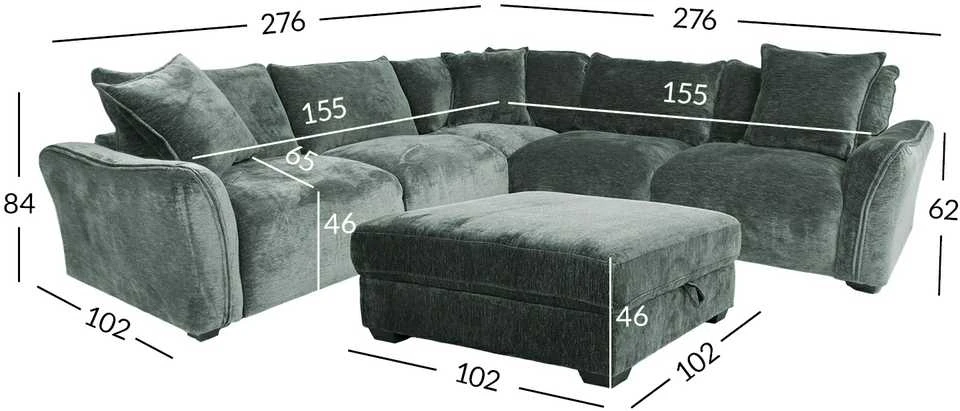 Home4You Kampinė sofa ir pufas DIVI mėtų žalia