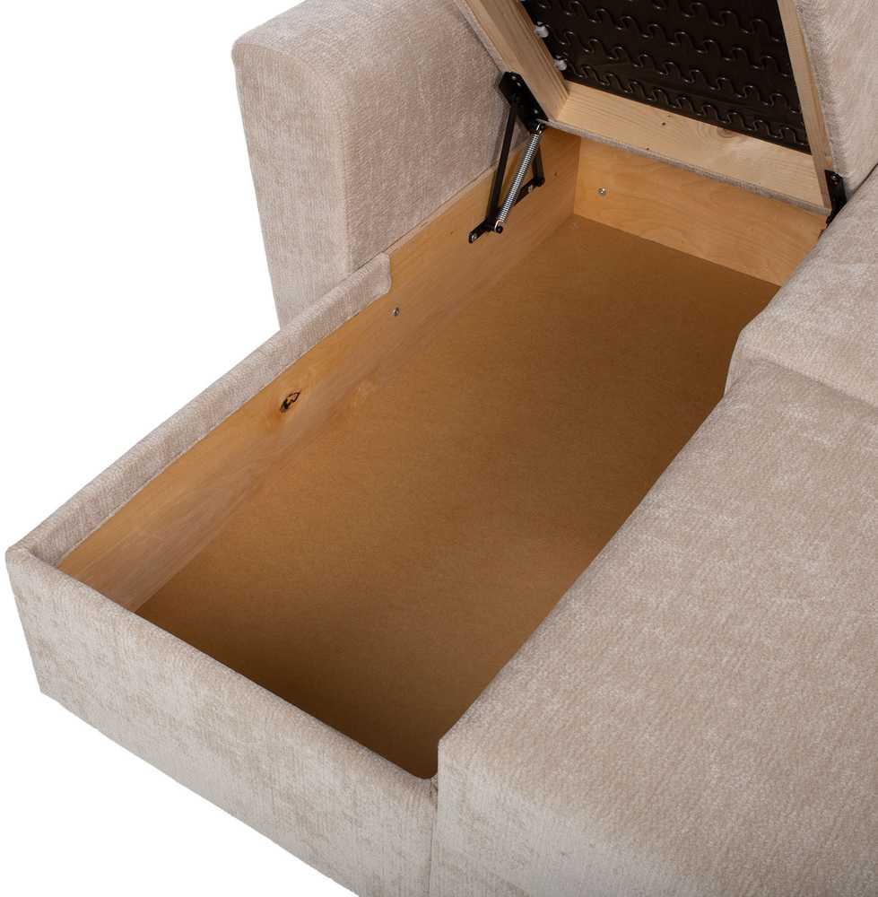 Home4You Kampinė sofa-lova INGA, smėlio spalvos