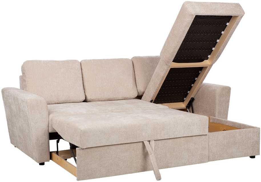 Home4You Kampinė sofa-lova INGA, smėlio spalvos