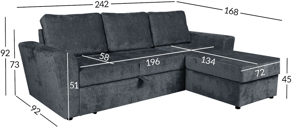 Home4You Sofa-lova kampinė INGMAR Antracito spalvos