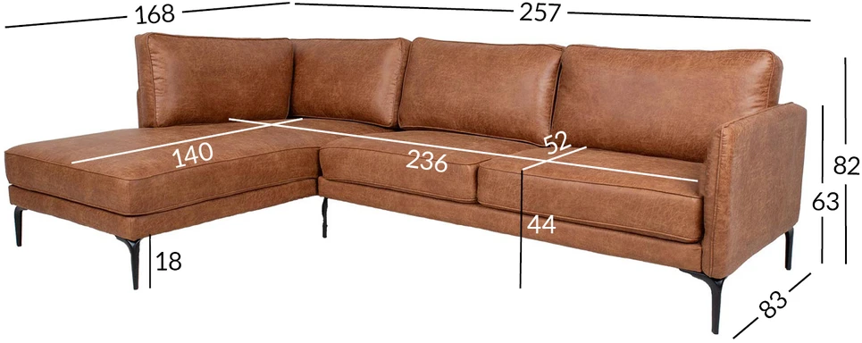 Home4You Kampinė sofa SOFIA KK, ruda