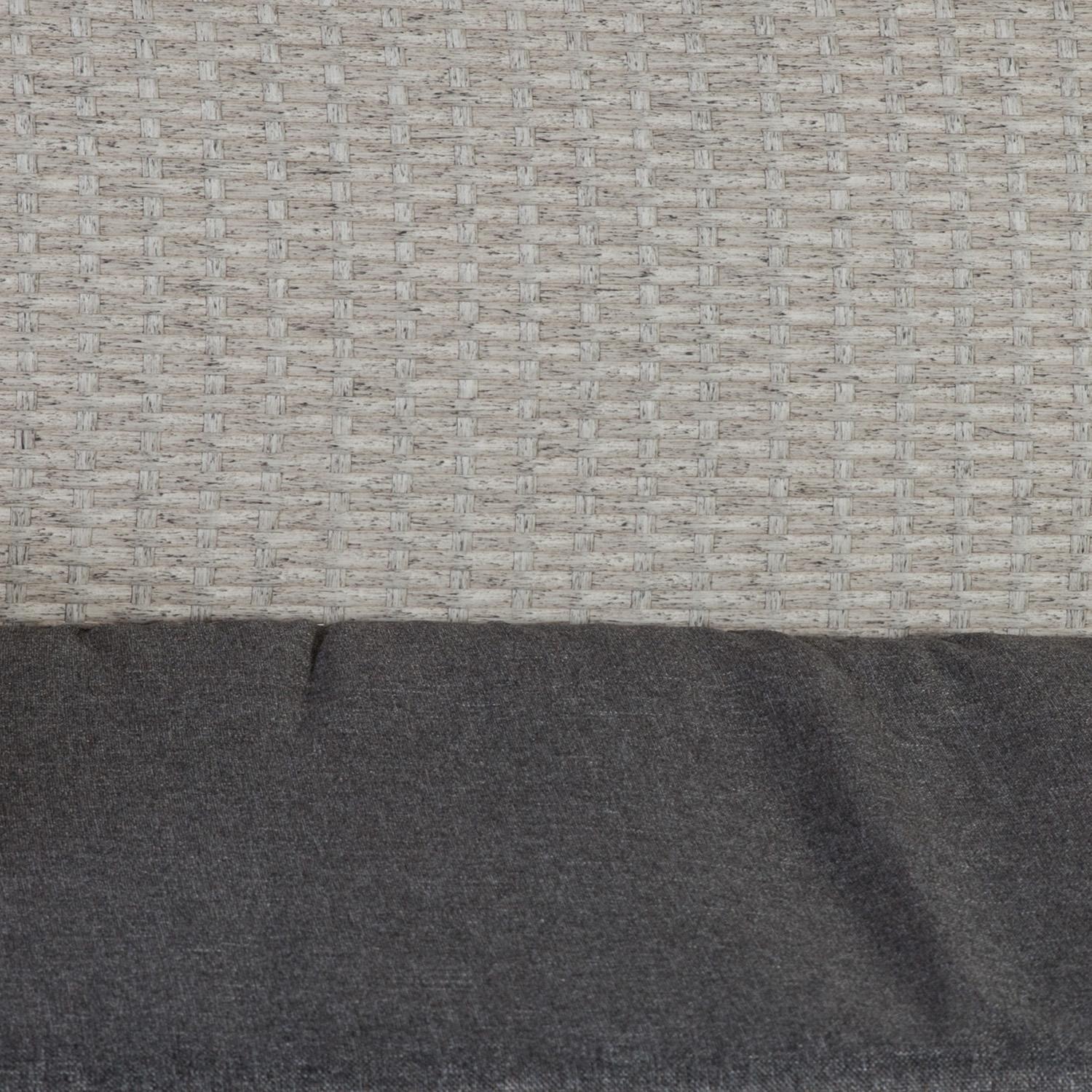 Lauko baldų komplektas Home4You Komplektas VICTORIA su pagalvėlėmis, stalas, sofa ir 2 foteliai, rėmas: plienas su sintetine vytele, spalva: pilka