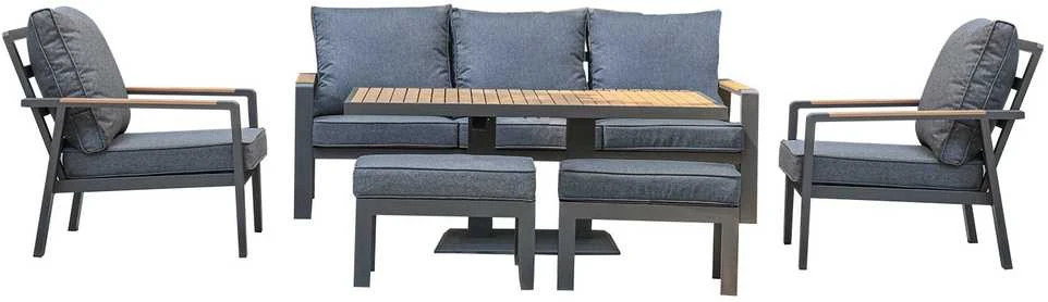 Lauko baldų komplektas Sodo baldų komplektas PARKER 6-parts, pilkas