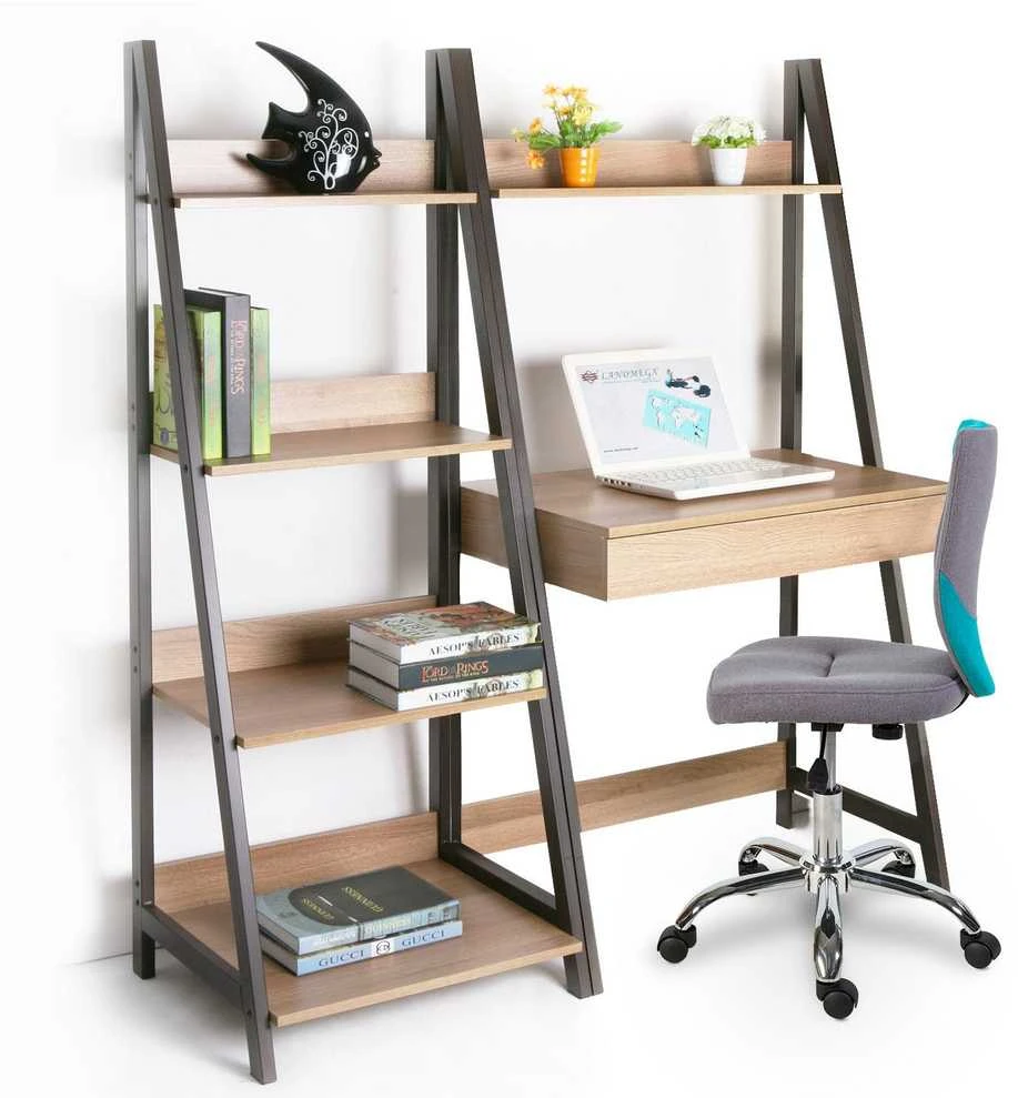 Home4You Lentyna STEP, 4 pakopu, 52x48x146,5cm, med˛iaga: melamino lenta, spalva: a˛uolo, plieno remas, spalva: ruda