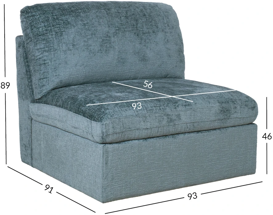 Fotelis Home4You Modulinė sofa SAMOA 1-vietė berankė sekcija, ocean žalias
