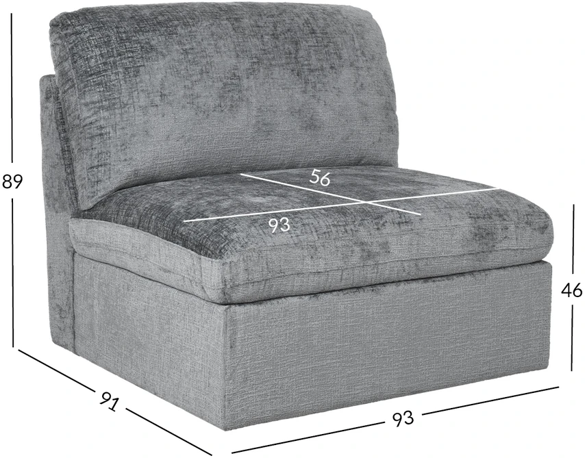 Home4You Modulinė sofa SAMOA, 1 vieta, be porankių, pilka
