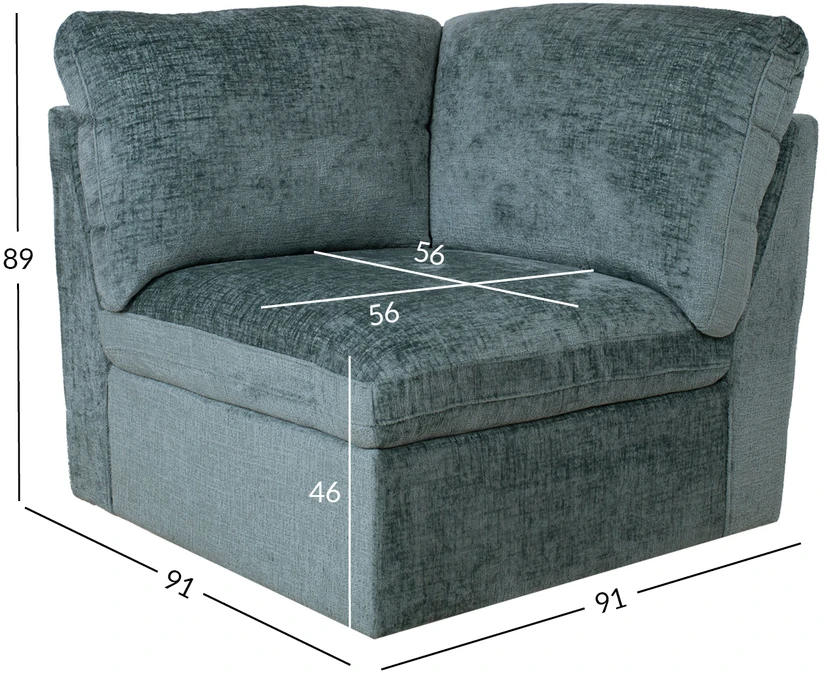 Home4You Modulinė sofa SAMOA, vienvietė, kampinė dalis, vandenyno žalia