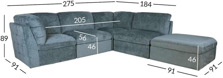 Lova Modulinė sofa „SAMOA“, 5 dalių, vandenyno žalios spalvos