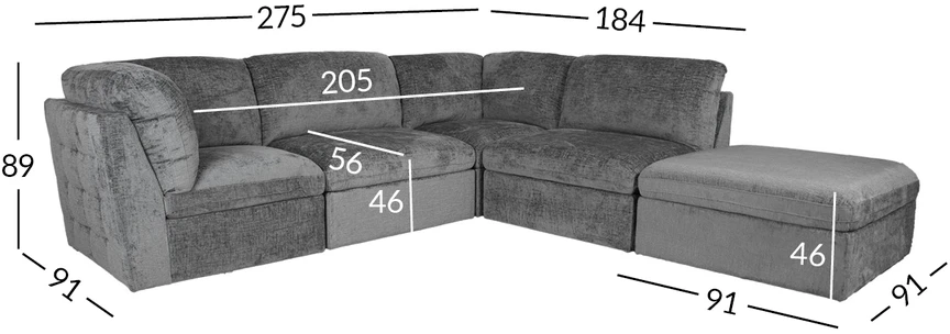 Lova Modulinė sofa „SAMOA“, 5 dalių, pilka