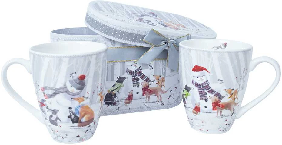 Home4You Puodeliai MIA SNOW H10,5cm 340ml, 2vnt dovanų dėžutėje