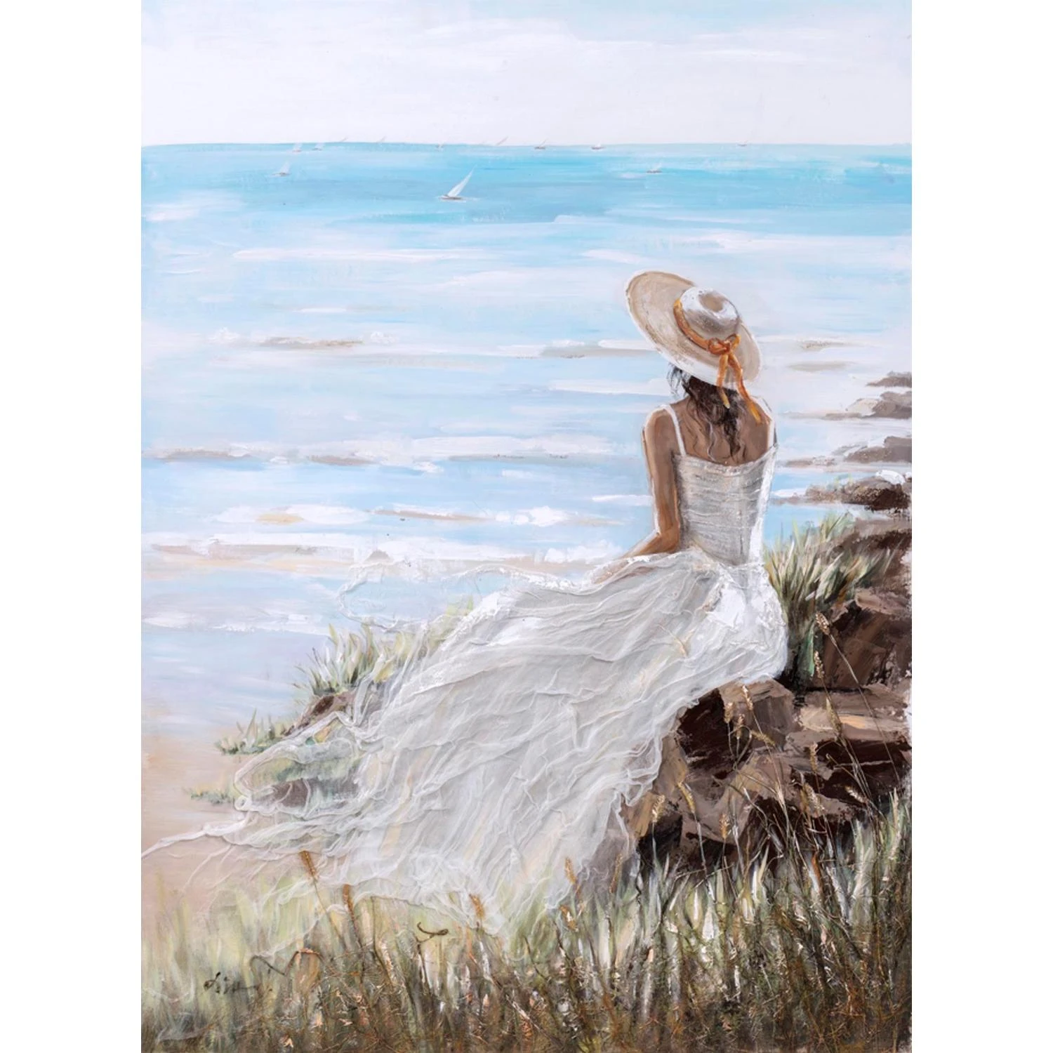 Home4You Aliejinė tapyba 90x120cm, moteris paplūdimyje