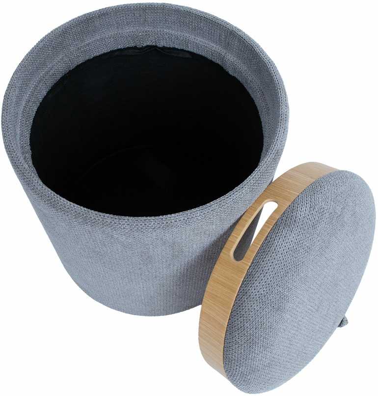 Home4You Otomanas / stalas HIRO D34,5xH37cm, pilkos spalvos, su dėže ir dėže