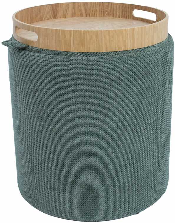 Otomanas / stalas HIRO D34,5xH37cm, žalios spalvos, su dėže ir dėklu