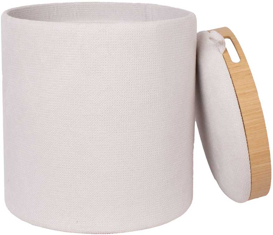Pufas/staliukas HIRO, D39xA44cm, baltas, su daiktadėže ir padėklu