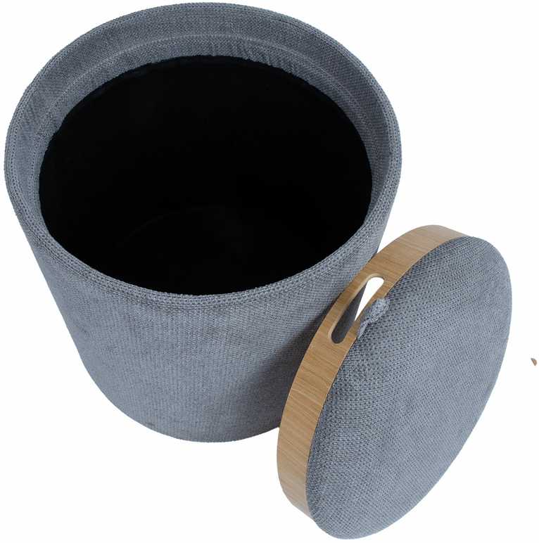 Home4You Otomanas / stalas HIRO D39xH44cm, pilkos spalvos, su dėže ir dėže