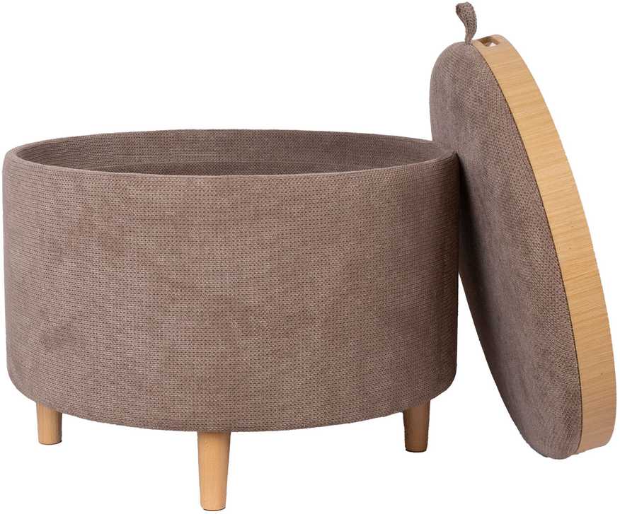 Otomanas / stalas HIRO D56xH42,5 cm, šviesiai rudos spalvos, su dėže ir dėklu