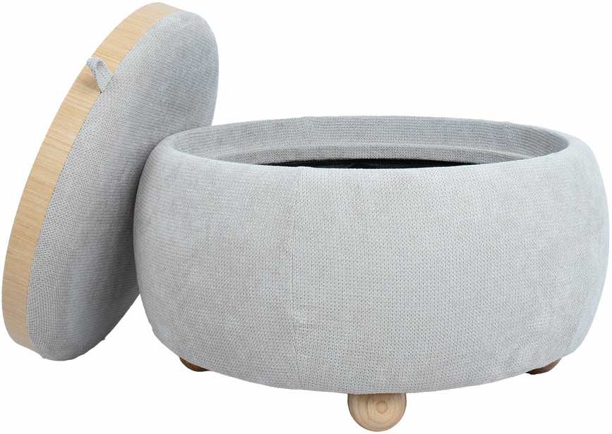 Otomanas / stalas HIRO D67xH38cm, smėlio spalvos, su daiktadėže