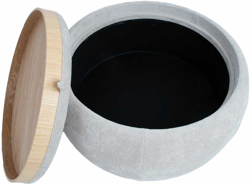 Otomanas / stalas HIRO D67xH38cm, smėlio spalvos, su daiktadėže