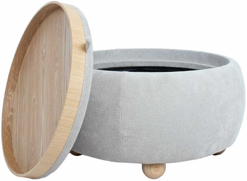 Otomanas / stalas HIRO D67xH38cm, smėlio spalvos, su daiktadėže