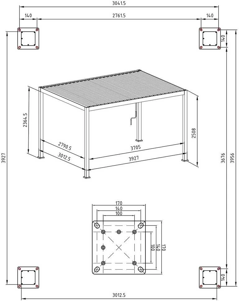 Home4You Pavėsinė MIRADOR-111 3x4m Šviesios medienos imitacija