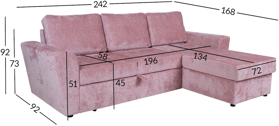 Home4You Kampinė sofa-lova INGMAR Rožinė