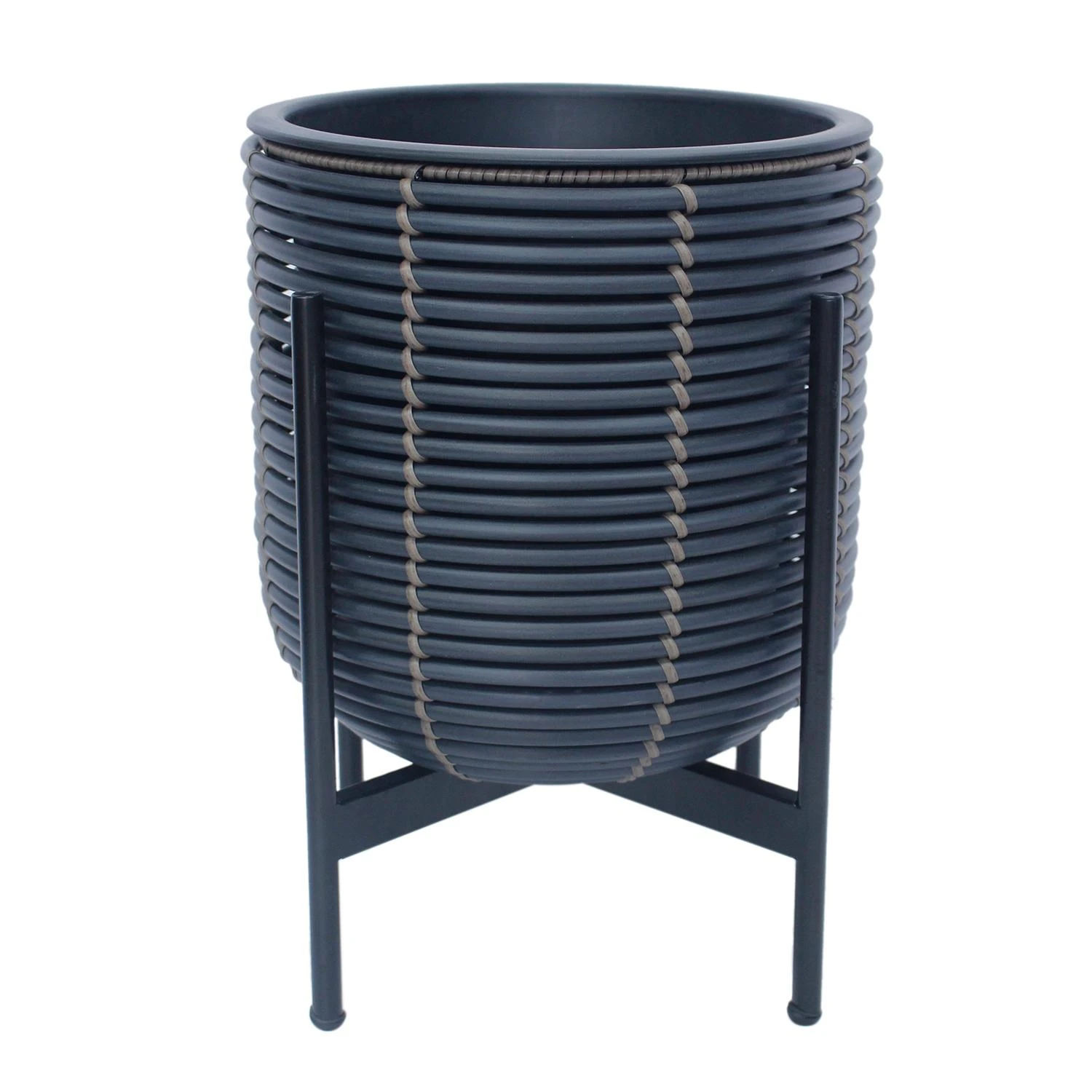 Home4You Sėjamoji WICKER su stovu 30x30xH38cm, juoda/ruda