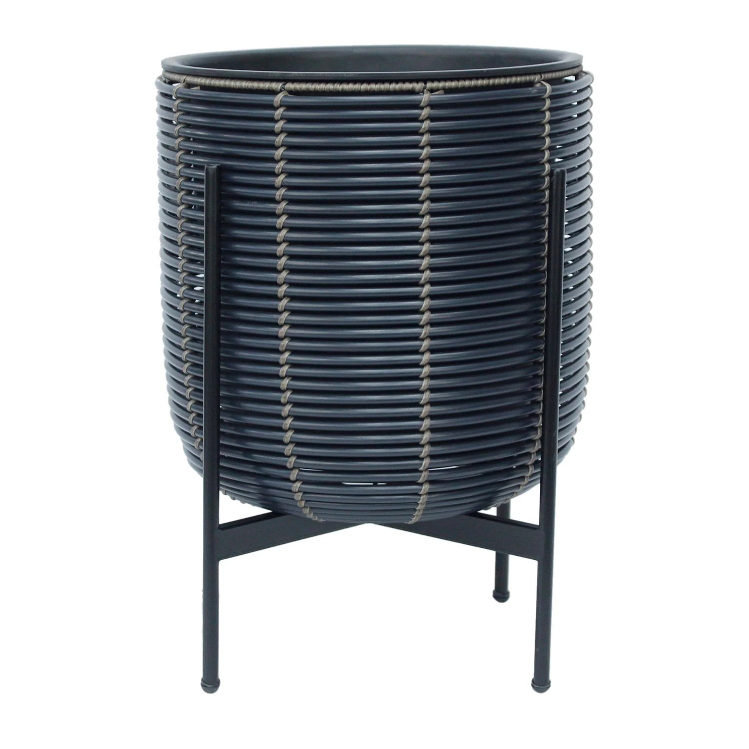 Home4You Sėjamoji WICKER su stovu 38x38xH49cm, juoda/ruda