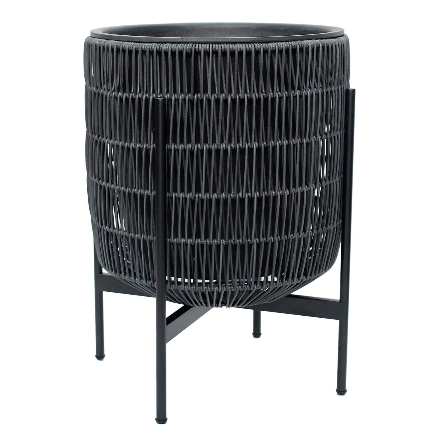 Home4You Sėjamoji WICKER su stovu 38x38xH49cm, juoda