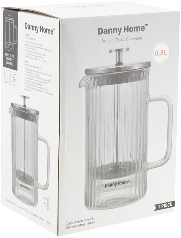Prancūziškas kavos virimo aparatas „FRENCH DOUBLE“ 800 ml, dvigubos sienelės stiklinis