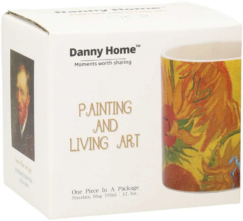 Home4You Puodelis PAINTING ART H9.5cm 350ml "Saulėgrąžos"