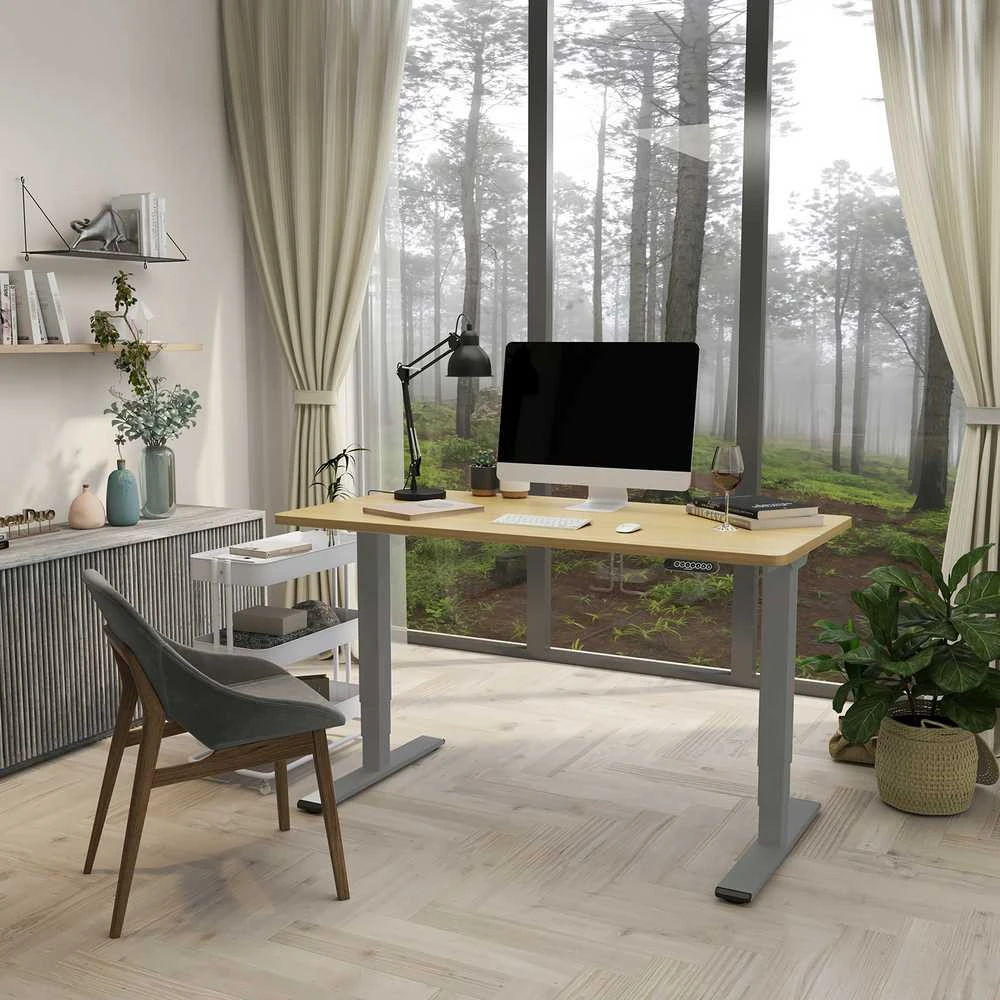 Home4You Rašomasis stalas ERGO OPTIMAL su 2 varikliais 140x70 cm, Spalva: karijų