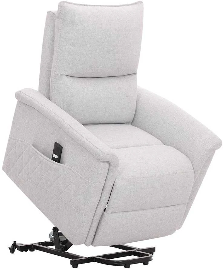 Home4You Atlošiamas fotelis GIANNI su elektriniu pakėlimo mechanizmu, pilkšvai baltas