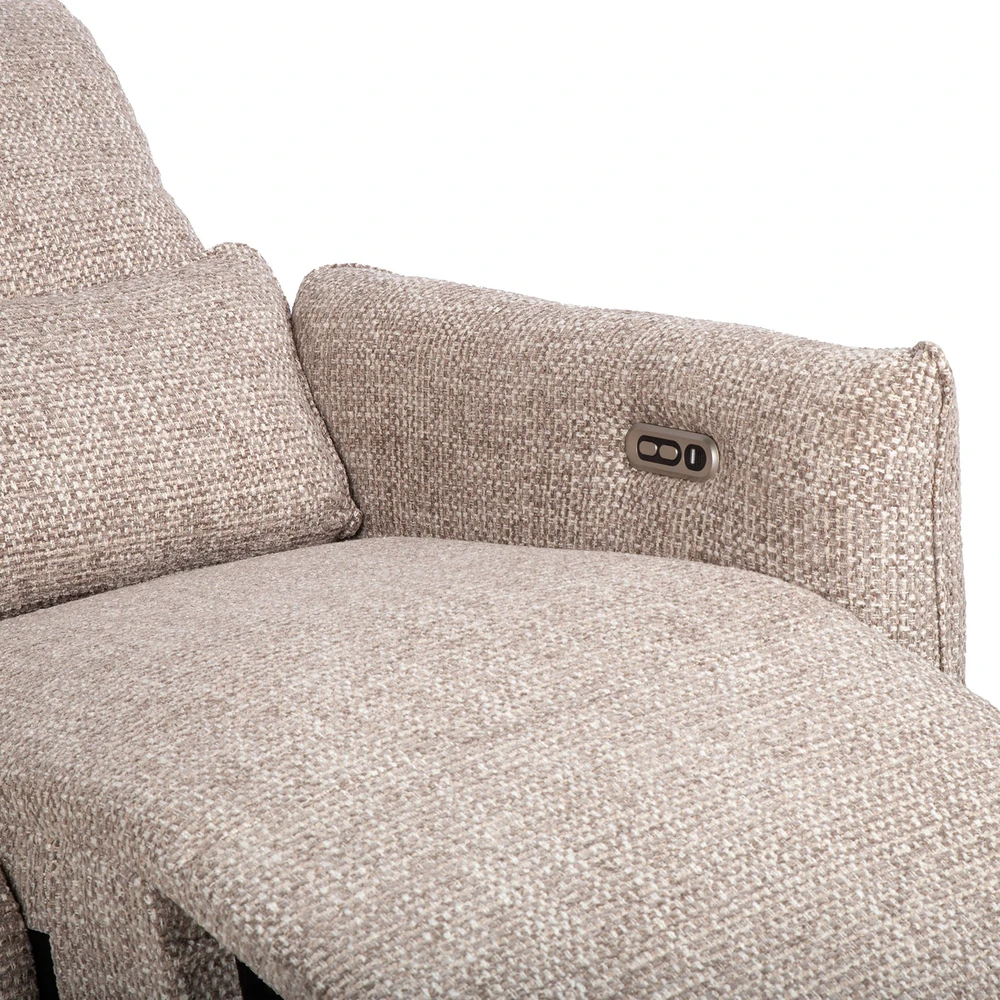 Lova 2-vietė atlošiamoji sofa „BASTIAN“ su elektriniu mechanizmu, smėlio spalvos
