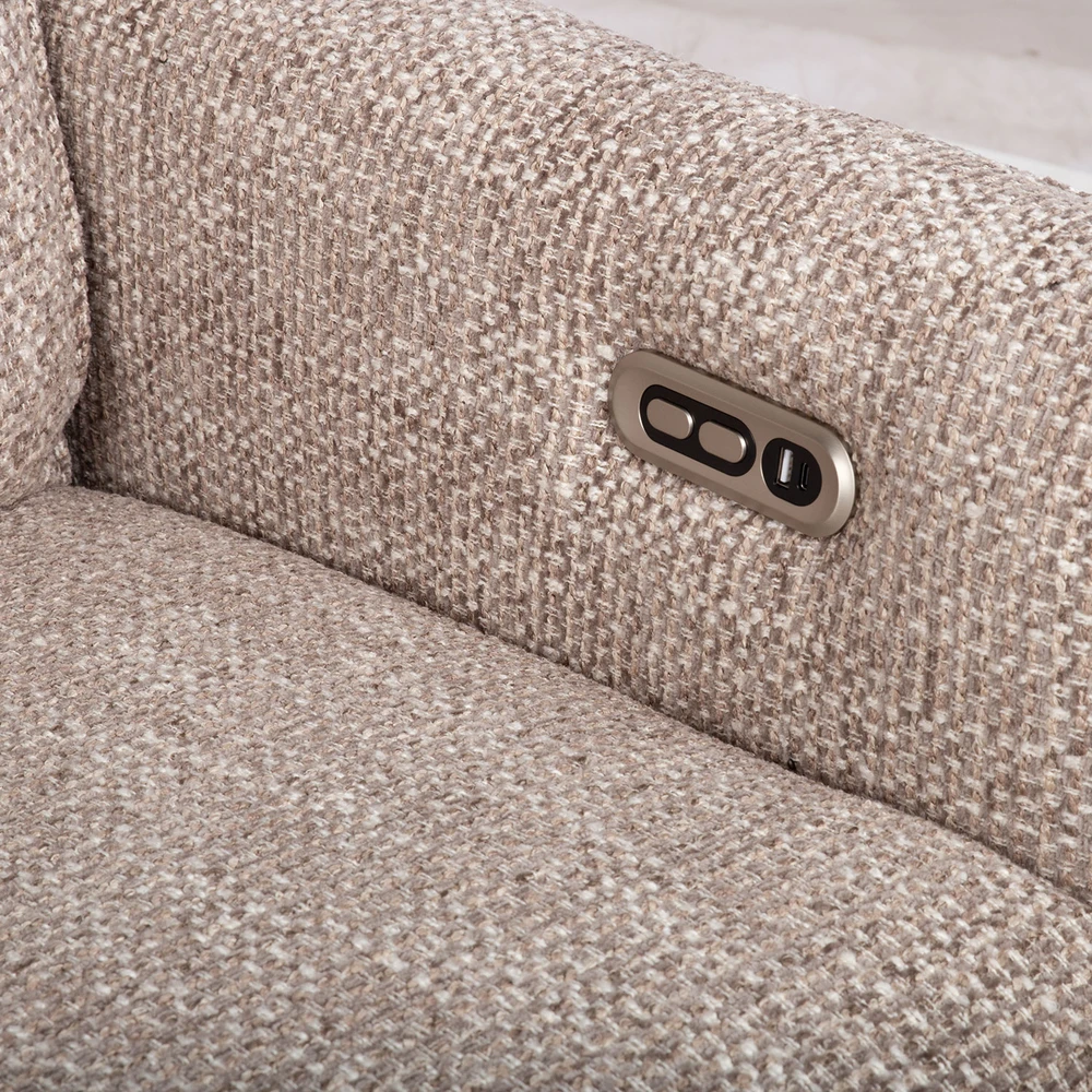 Lova 3-vietė atlošiamoji sofa „BASTIAN“ su elektriniu mechanizmu, smėlio spalvos